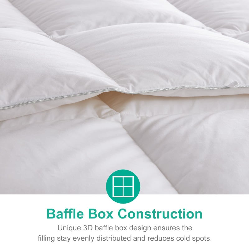 APSMILE Heavyweight Down Feather Fibers Comforter Queen Size - Ultra-Soft Luxury High Fill-Power Hotel-Style Thicker Winter Duvet Insert for Colder Weather/Sleeper (90x90, White) - Image 5